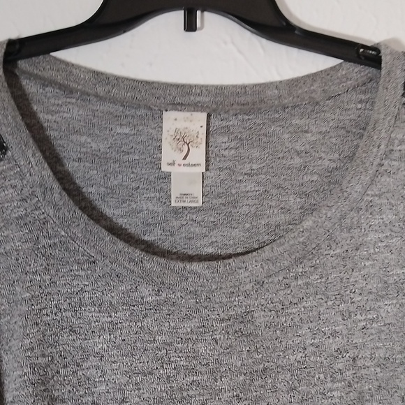 Gray Sweatshirt like Top with Black Lace going down each sleeve - Picture 7 of 11